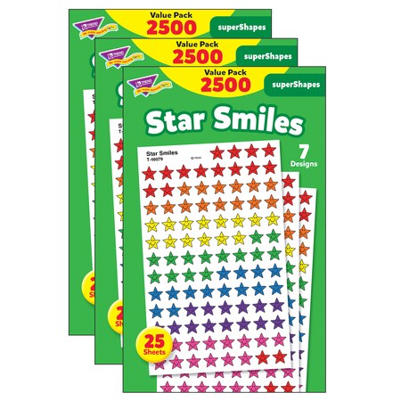 Trend Enterprises Star Smiles superShapes Stickers Value Pack, 2500 Per Pack, PK3 T46917